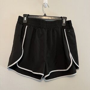 Lalala Womens Black‎ Athletic Running Shorts White Trim Lined Size XL